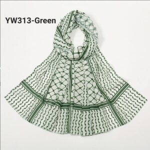 Chiffon Fabric Palestine Hijab-YW313 Green color-Size: 180×70 cm