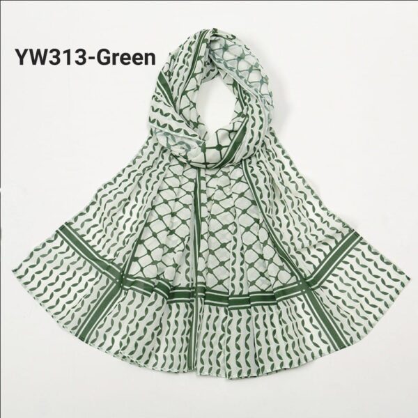 Chiffon Fabric Palestine Hijab-YW313 Green color-Size: 180×70 cm