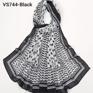 Chiffon Fabric Palestine Hijab-VS744 Black color-Size: 180×70 cm
