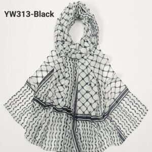 Chiffon Fabric Palestine Hijab-YW313 Black color-Size: 180×70 cm