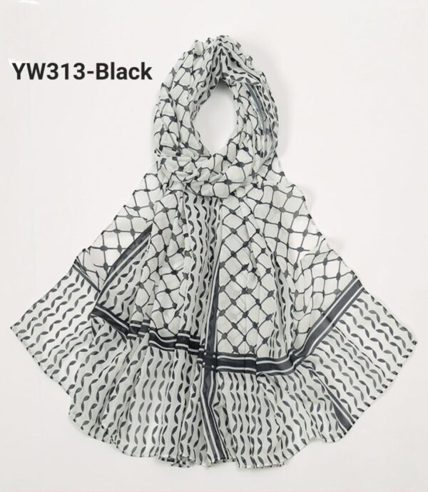 Chiffon Fabric Palestine Hijab-VS744 Gray color-Size: 180×70 cm - Image 4