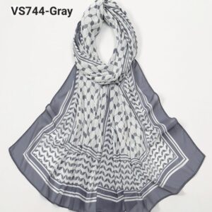 Chiffon Fabric Palestine Hijab-VS744 Gray color-Size: 180×70 cm