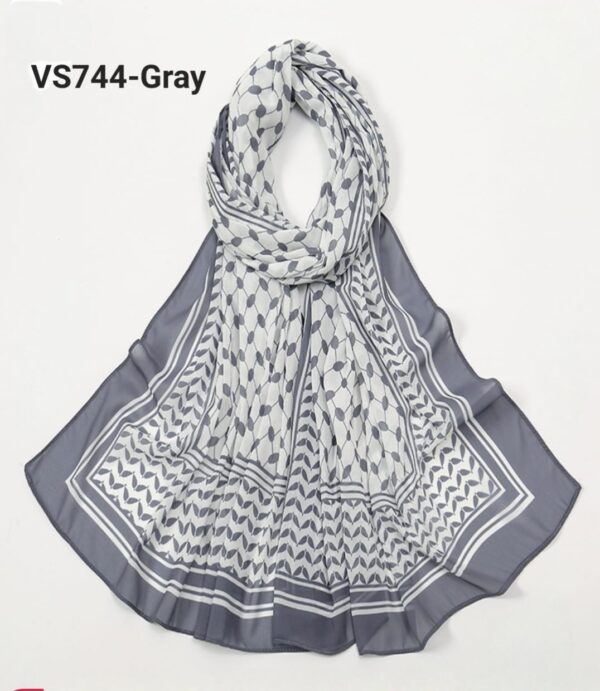 Chiffon Fabric Palestine Hijab-VS744 Gray color-Size: 180×70 cm