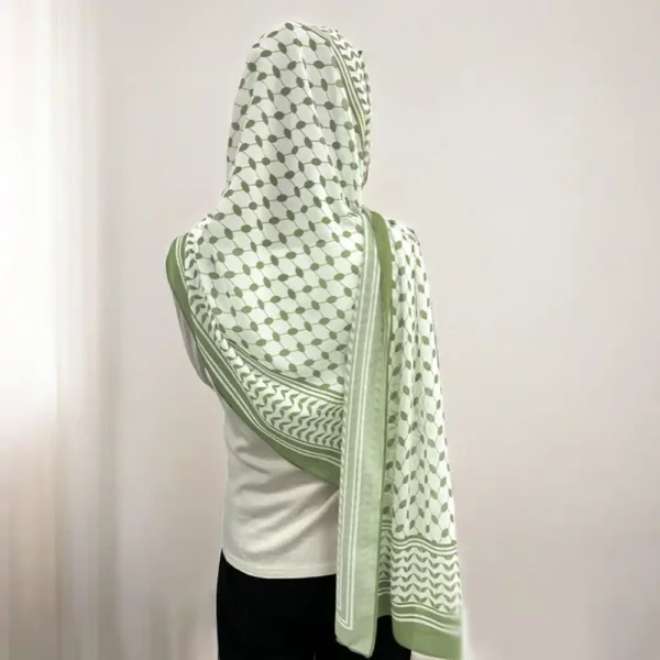 Chiffon Fabric Palestine Hijab-YW313 Green color-Size: 180×70 cm - Image 4