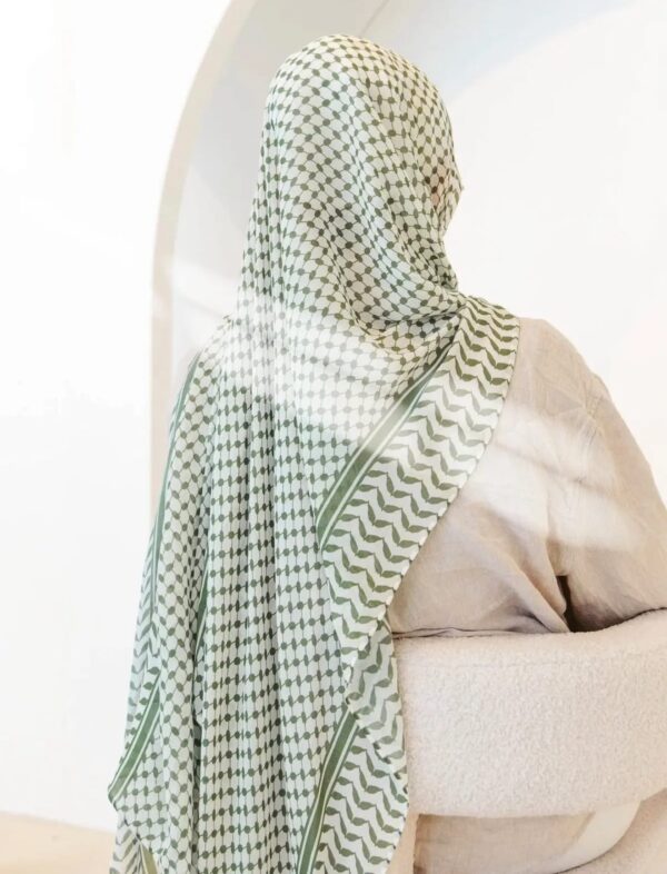 Chiffon Fabric Palestine Hijab-YW313 Green color-Size: 180×70 cm - Image 2