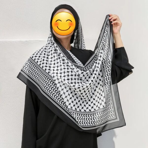 Chiffon Fabric Palestine Hijab-VS744 Black color-Size: 180×70 cm - Image 2