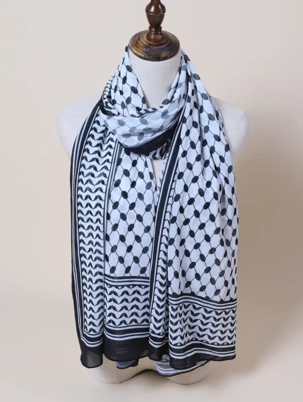 Chiffon Fabric Palestine Hijab-VS744 Black color-Size: 180×70 cm - Image 5